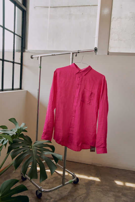 Camisa lino fucsia